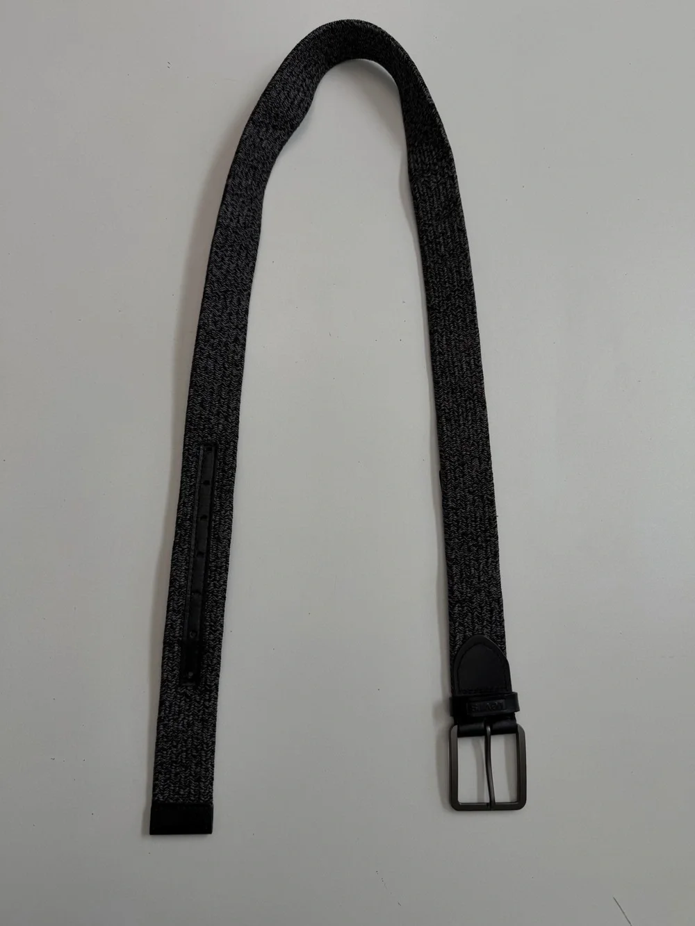 Levis Belt Stretch Knit Leather Gunmetal Buckle Casual Everyday Black Grey 42